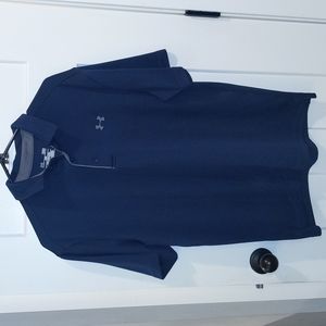 Under Armour Loose Heat Gear Navy Blue Men's Polo Large Short Sleeve Like New